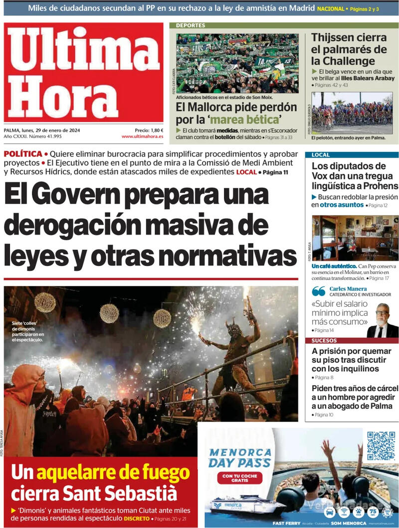 Portada Última Hora 2024-01-30