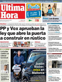 Portada periódico Última Hora